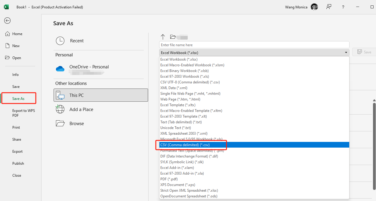 Convert Excel to CSV with Microsoft Excel