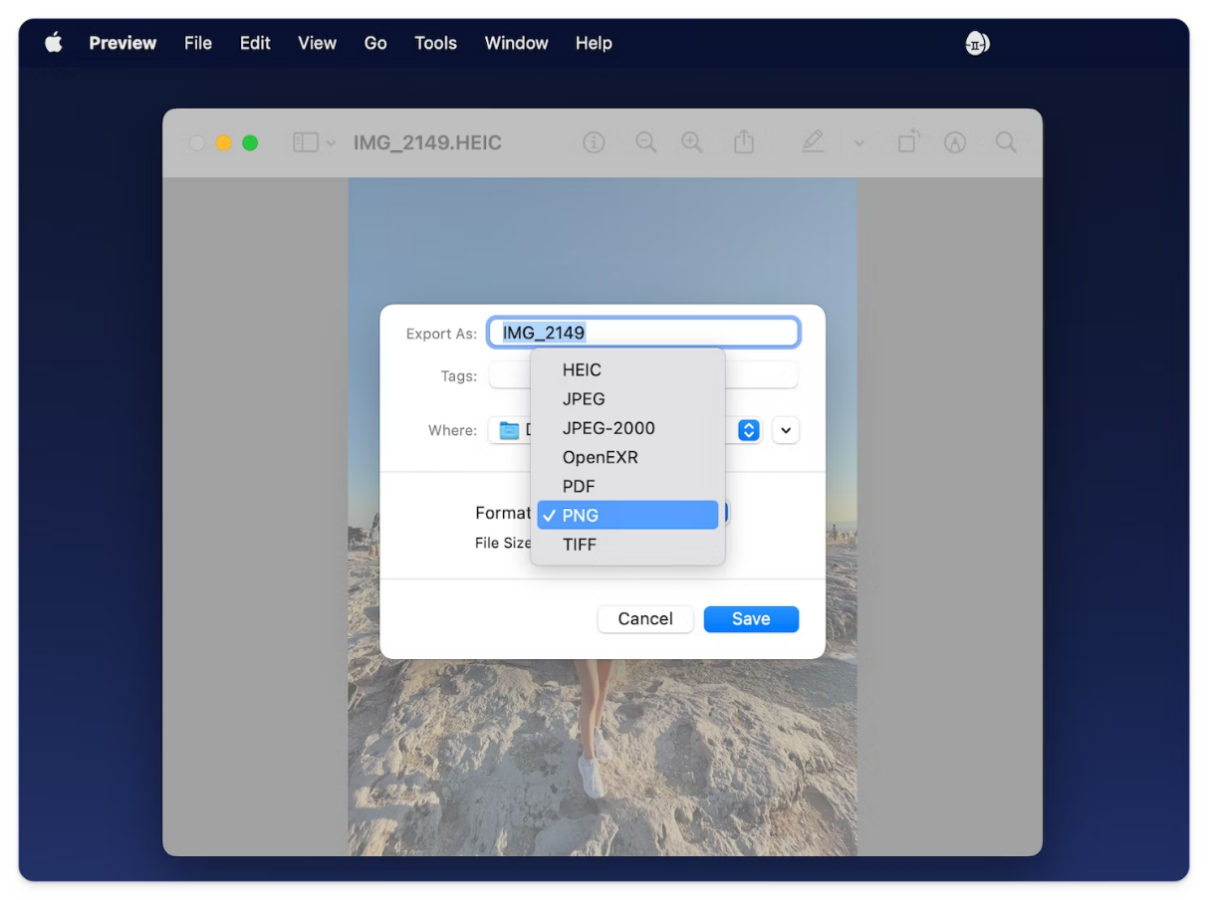 Convert HEIC to PNG on Mac