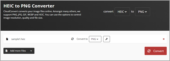 Convert HEIC to PNG with CloudConvert