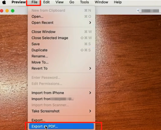 Convert HEIF to PDF on Mac step 2 choose Export as PDF option