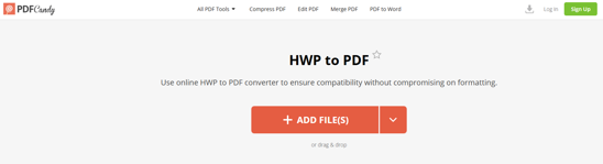 Convert .hwp to .pdf in PDF Candy