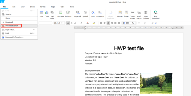 Convert HWP to PDF with Hancom Docs