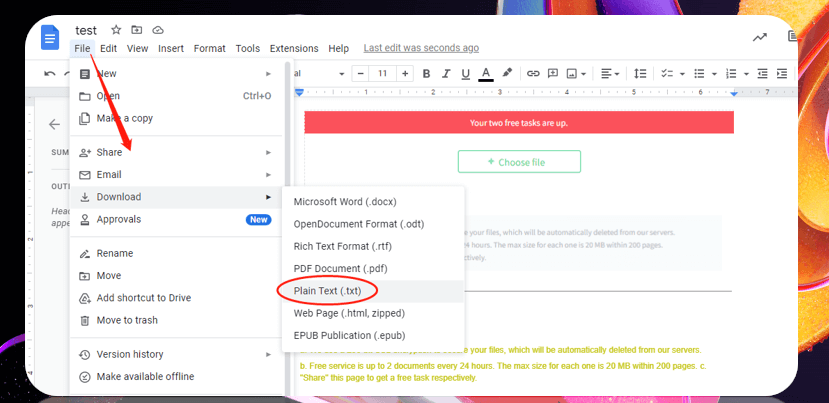 Convert image to text with Google Docs 1