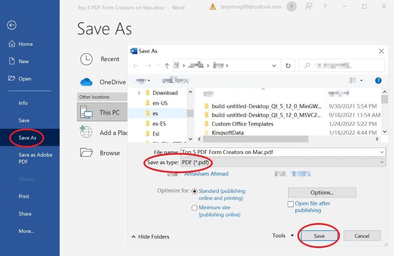 MS Word Save as PDF