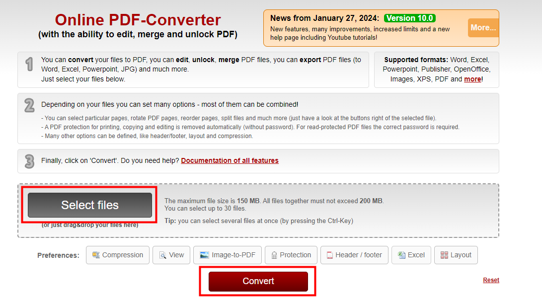 convert inpage to PDF via Online2PDF 2