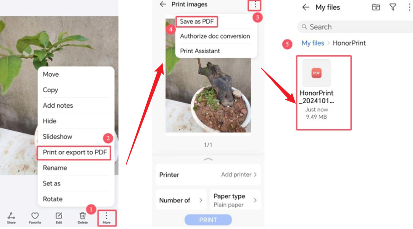 Convert JPG to PDF in the Google Photos app on Android