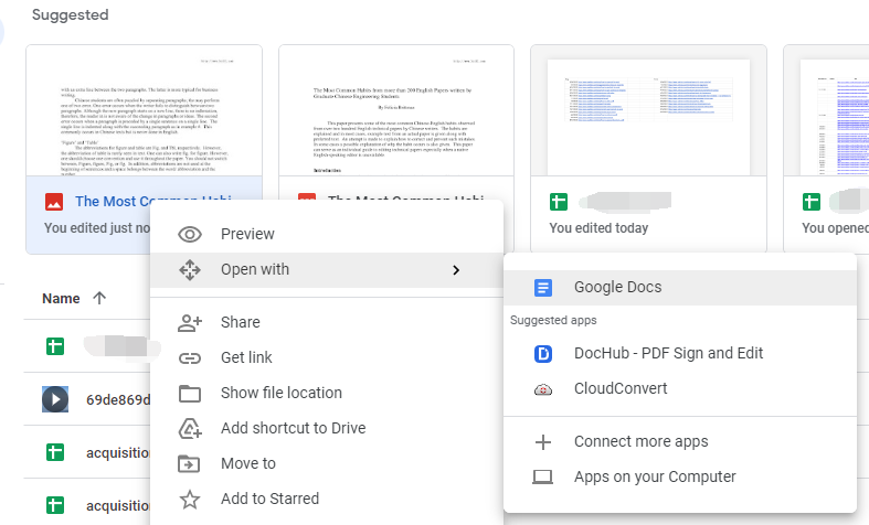Right-click the JPG image and choose to open it with Google Docs
