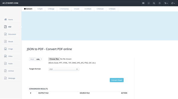 Aconvert JSON to PDF