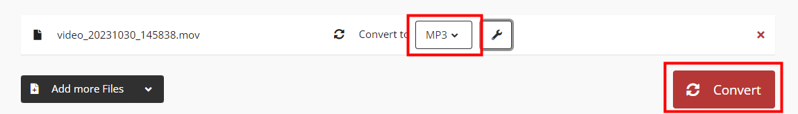 Convert MOV to MP3 with CloudConvert 1