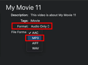 Convert MOV to MP3 with iMovie 2