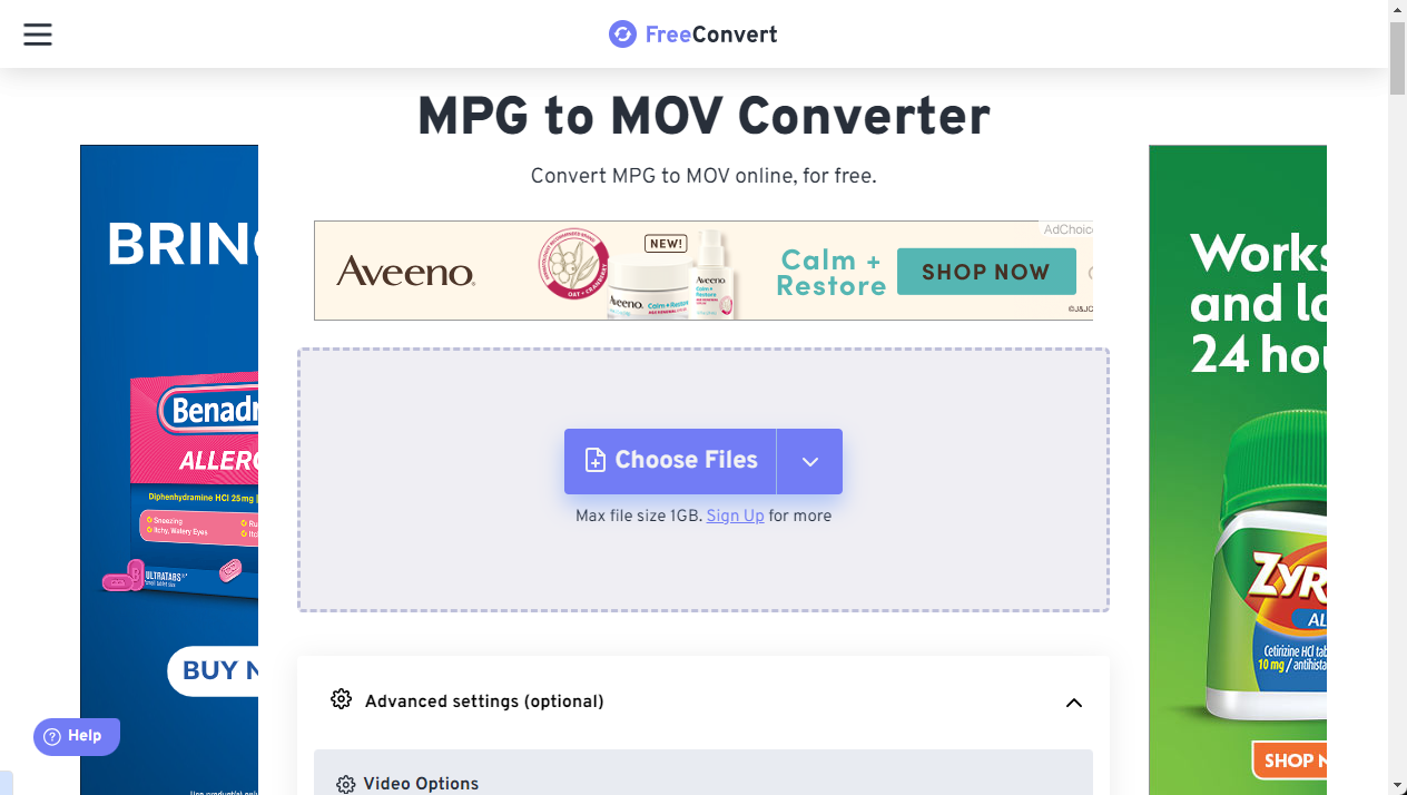 Convert MPG to MOV with FreeConvert