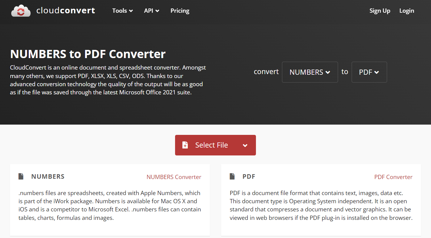 Convert Numbers to PDF Online