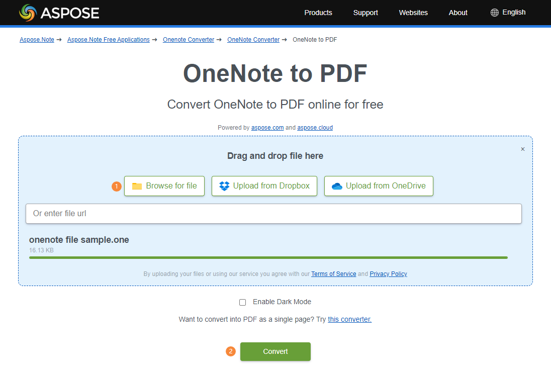 Convert OneNote to PDF Online