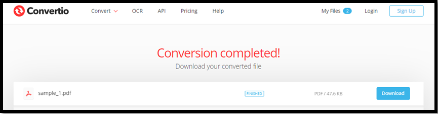 convert OXPS to PDF with Convertio 2