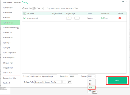 Convert PDF to BMP with SwifDoo PDF