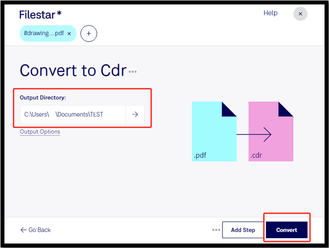 convert PDF to CDR using Filestar 2