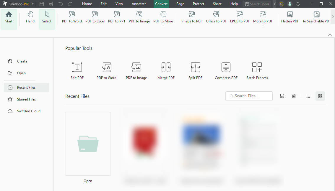 The Convert interface of SwifDoo PDF