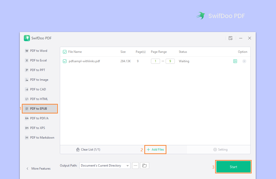 Convert PDF to EPUB with SwifDoo PDF