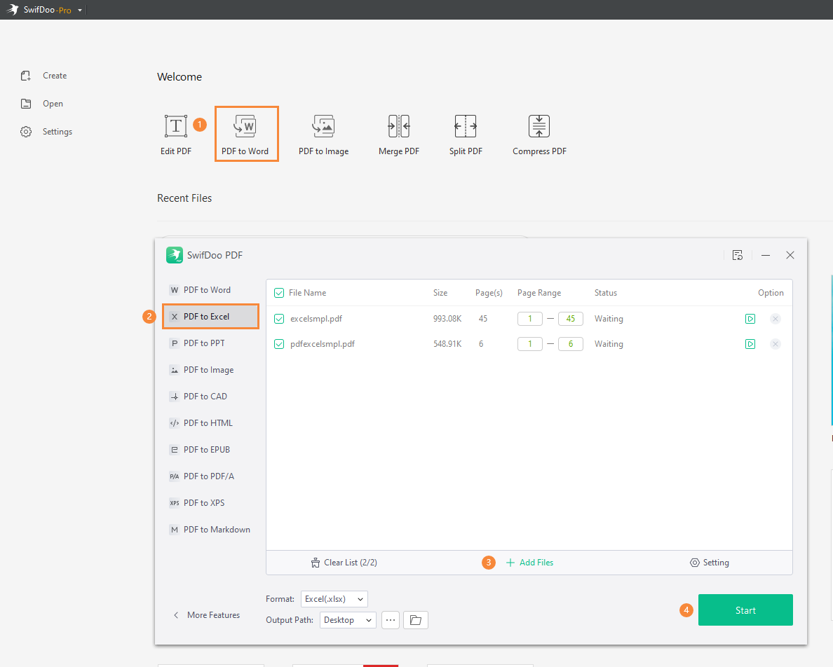 Convert PDF to Excel in SwifDoo PDF