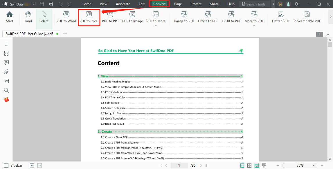 Convert PDF to Excel with Adobe Acrobat alternative step 2