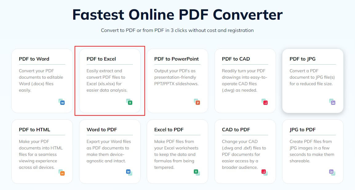 PDF to Excel 