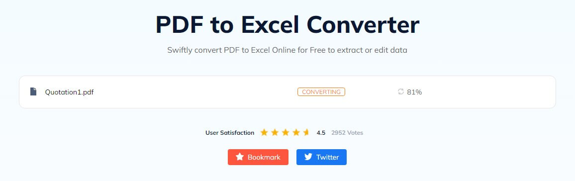 Convert PDF to Excel Online