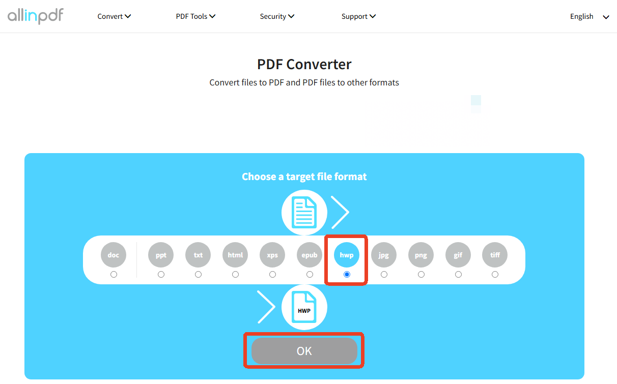 Allinpdf HWP converter