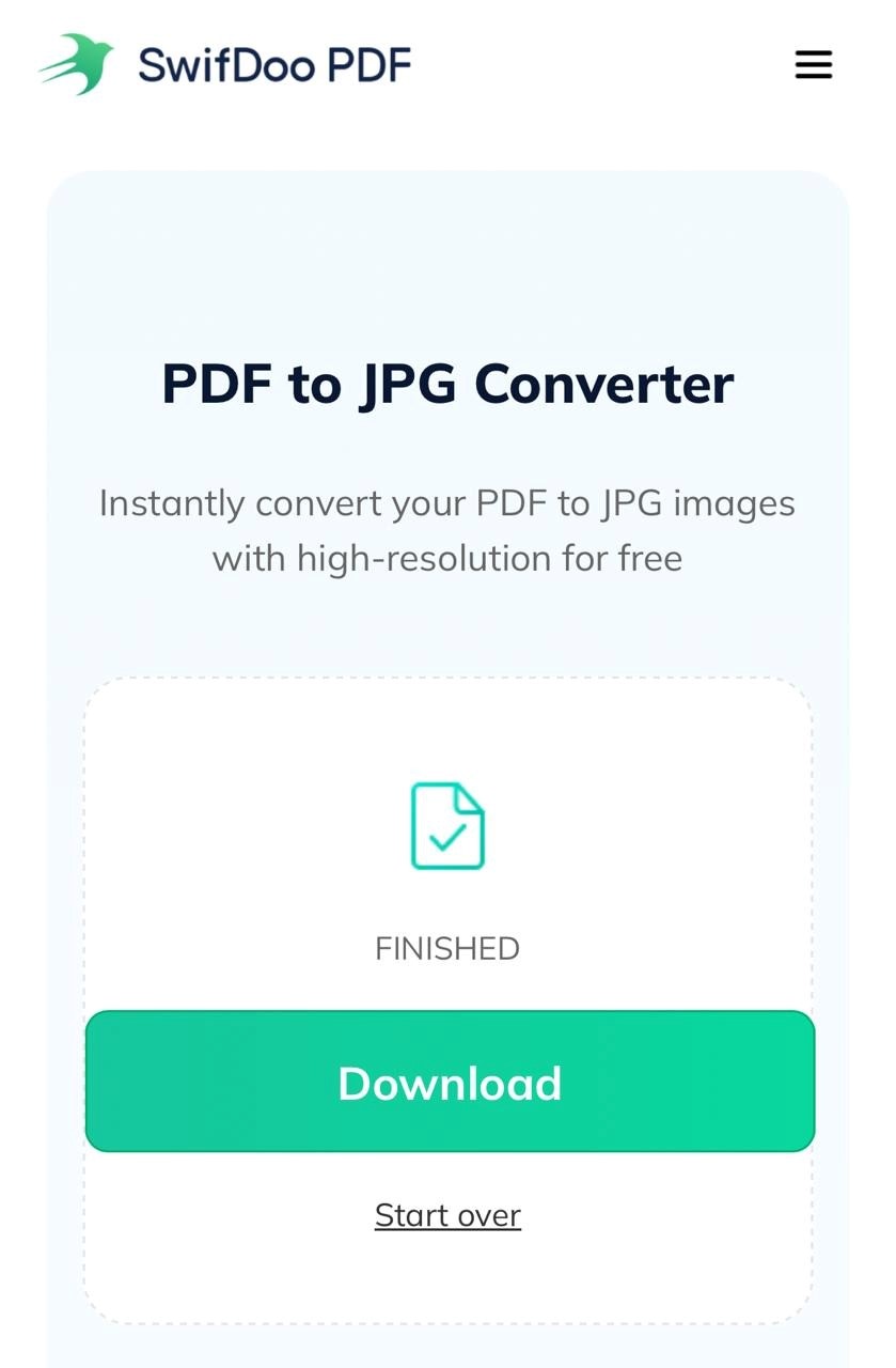 Tap the Download button in SwifDoo PDF Online Converter
