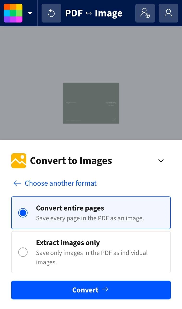 Tap the Convert button in Smallpdf on Android