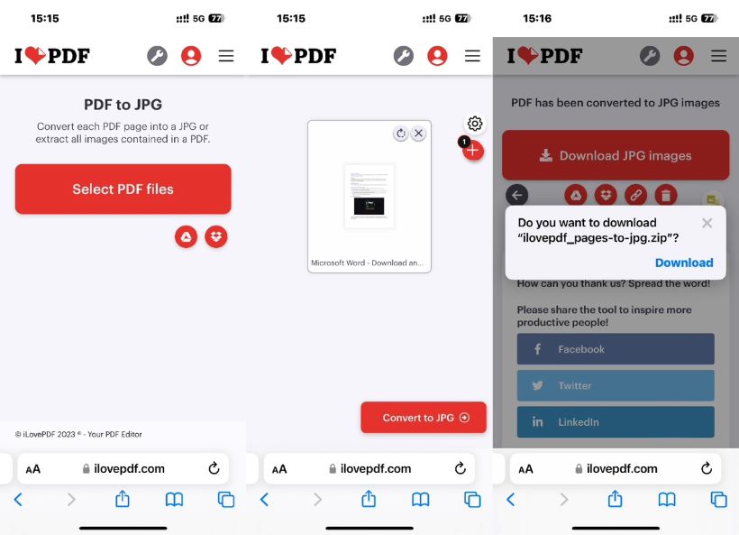 Convert PDF to JPG via Web-based App