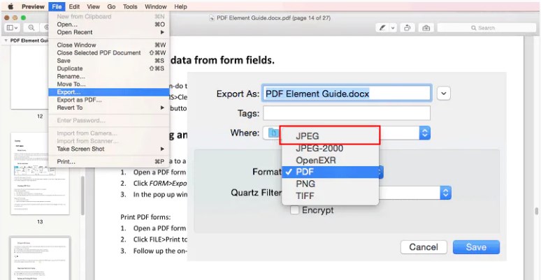 Convert PDF to JPG via Preview