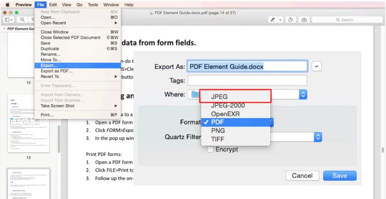 Save PDF as JPG via Preview