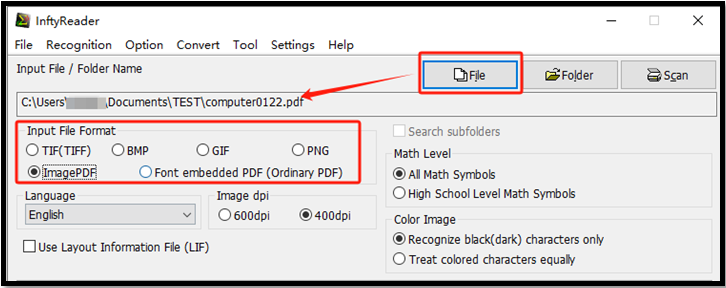 convert PDF to Latex using InftyReader 1