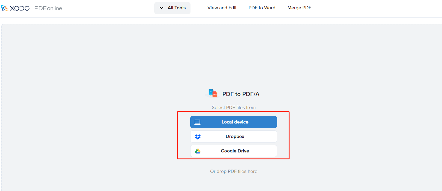Convert PDF to PDFA with Xodo online step 2