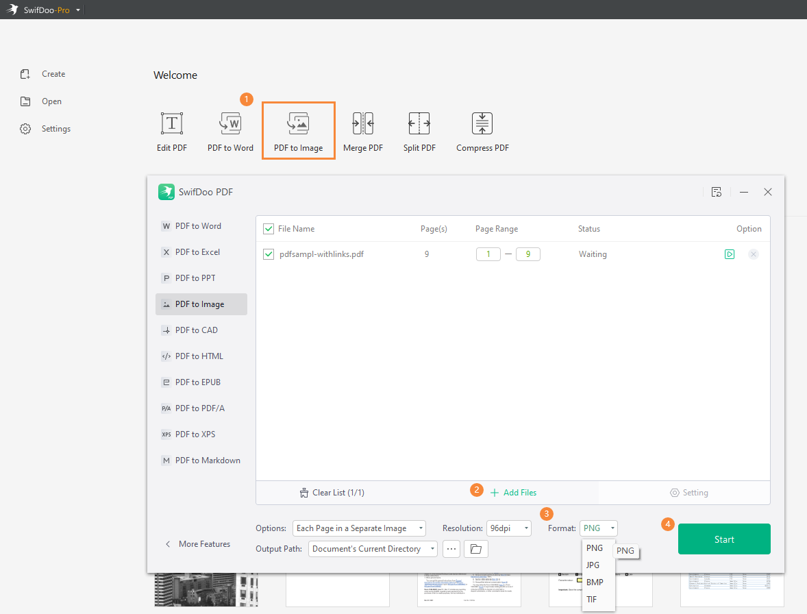 Convert PDF to PNG with SwifDoo PDF