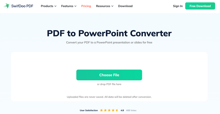 Convert PDF to PowerPoint on Mac with Online SwifDoo PDF 2