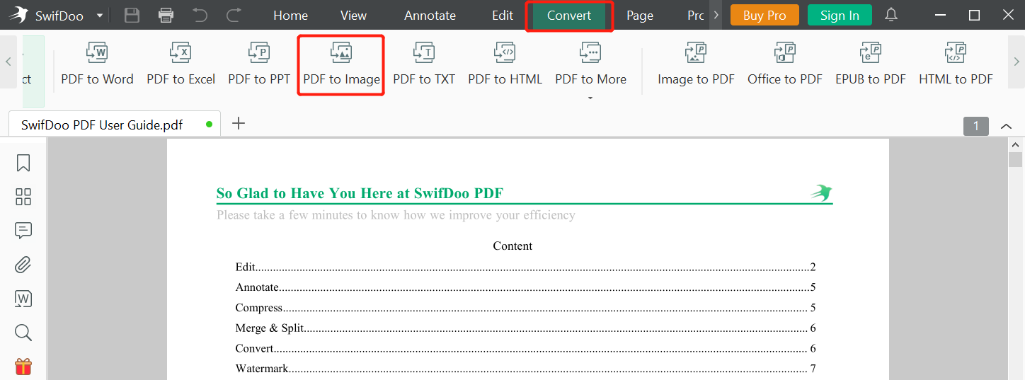 Convert PDF to TIFF on Windows with SwifDoo PDF step 1