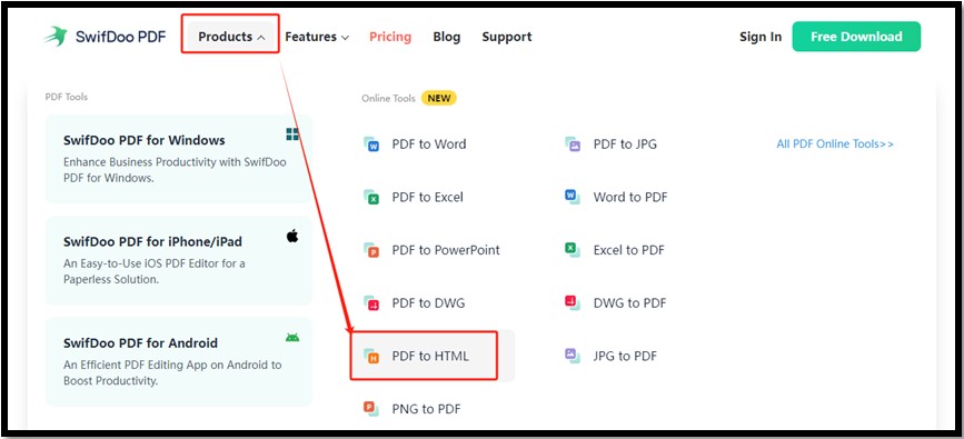 convert PDF to URL using SwifDoo PDF online converter 1