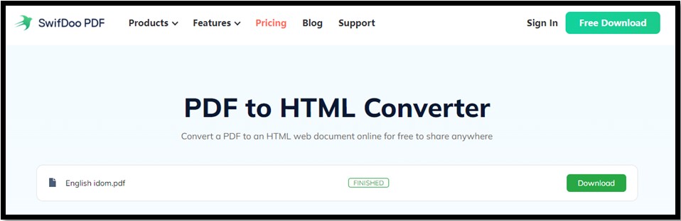 convert PDF to URL using SwifDoo PDF online converter 3