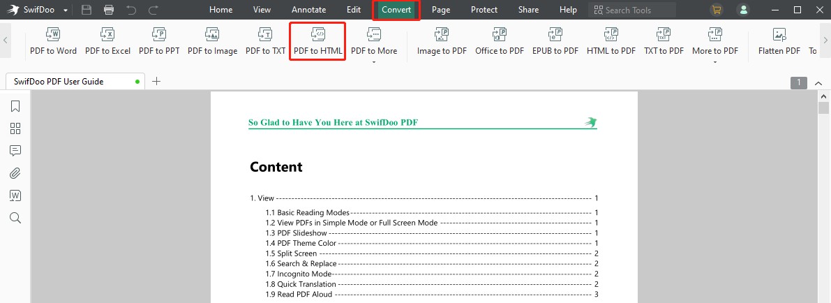 Convert PDF to URL with SwifDoo PDF step 2