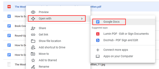 Convert PDF to Word with Google Docs
