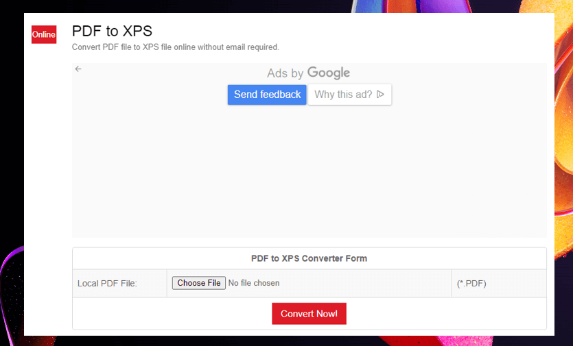 Convert PDF to XPS in PDFConvertOnline