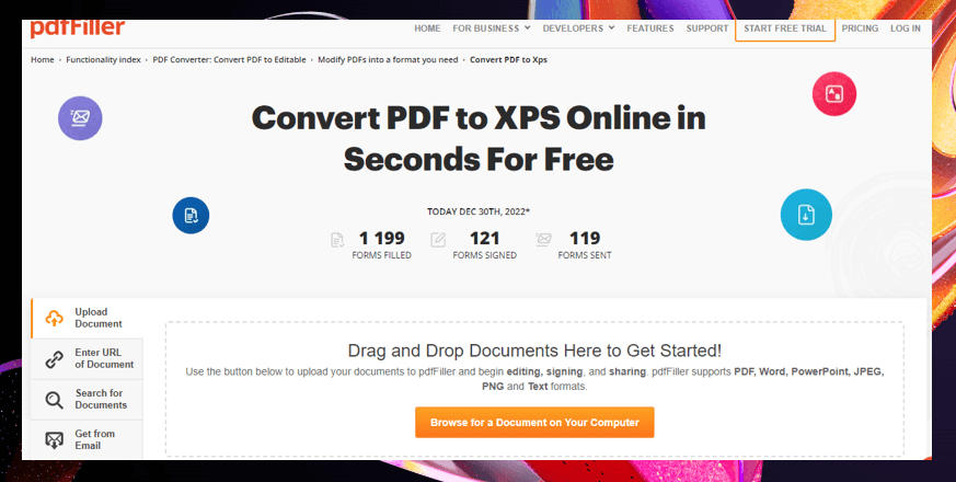 Convert PDF to XPS in pdfFiller
