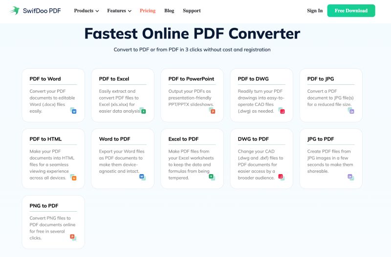 SwifDoo PDF Online Converter