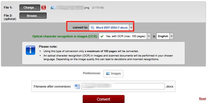 PNG to Editable Word Converter: Online2PDF