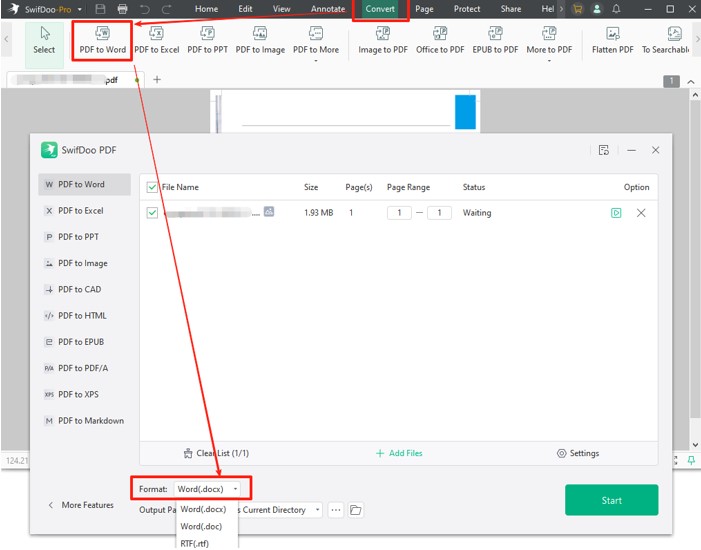 Convert PNG to Word with SwifDoo PDF Desktop Software 3