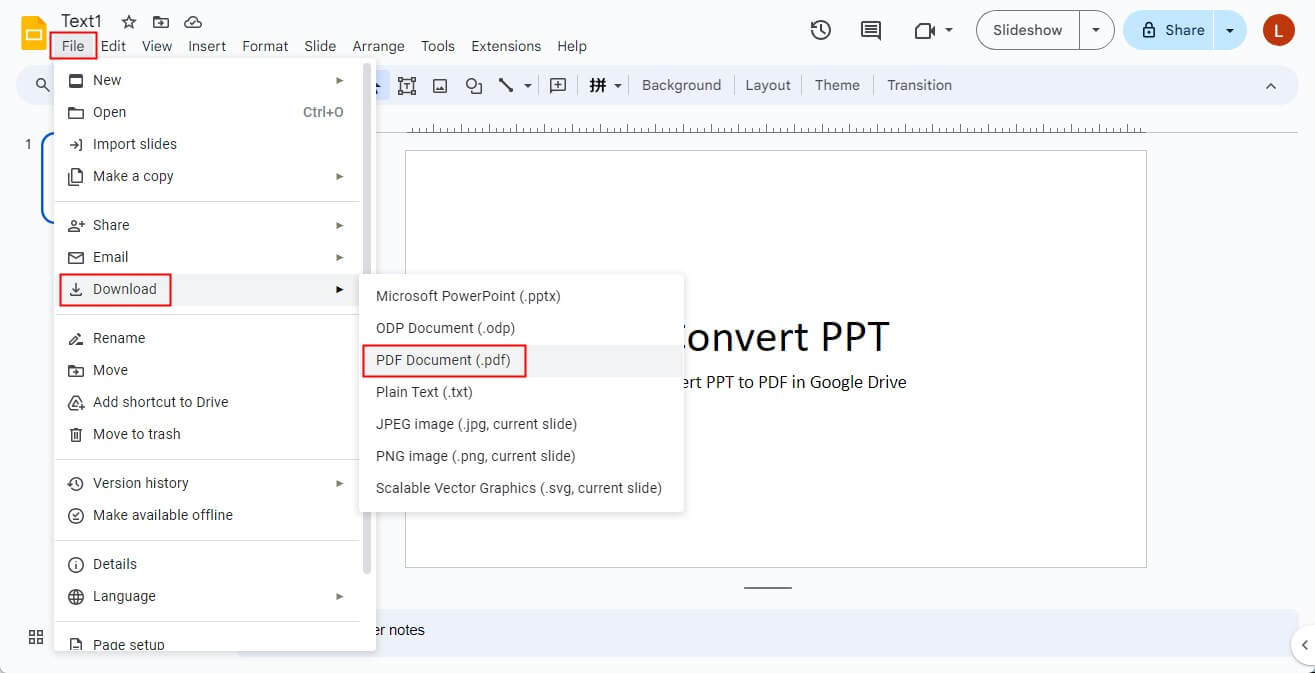 Google Drive Save PDF