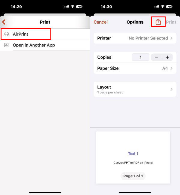 Convert PPT to PDF on iPhone via PowerPoint