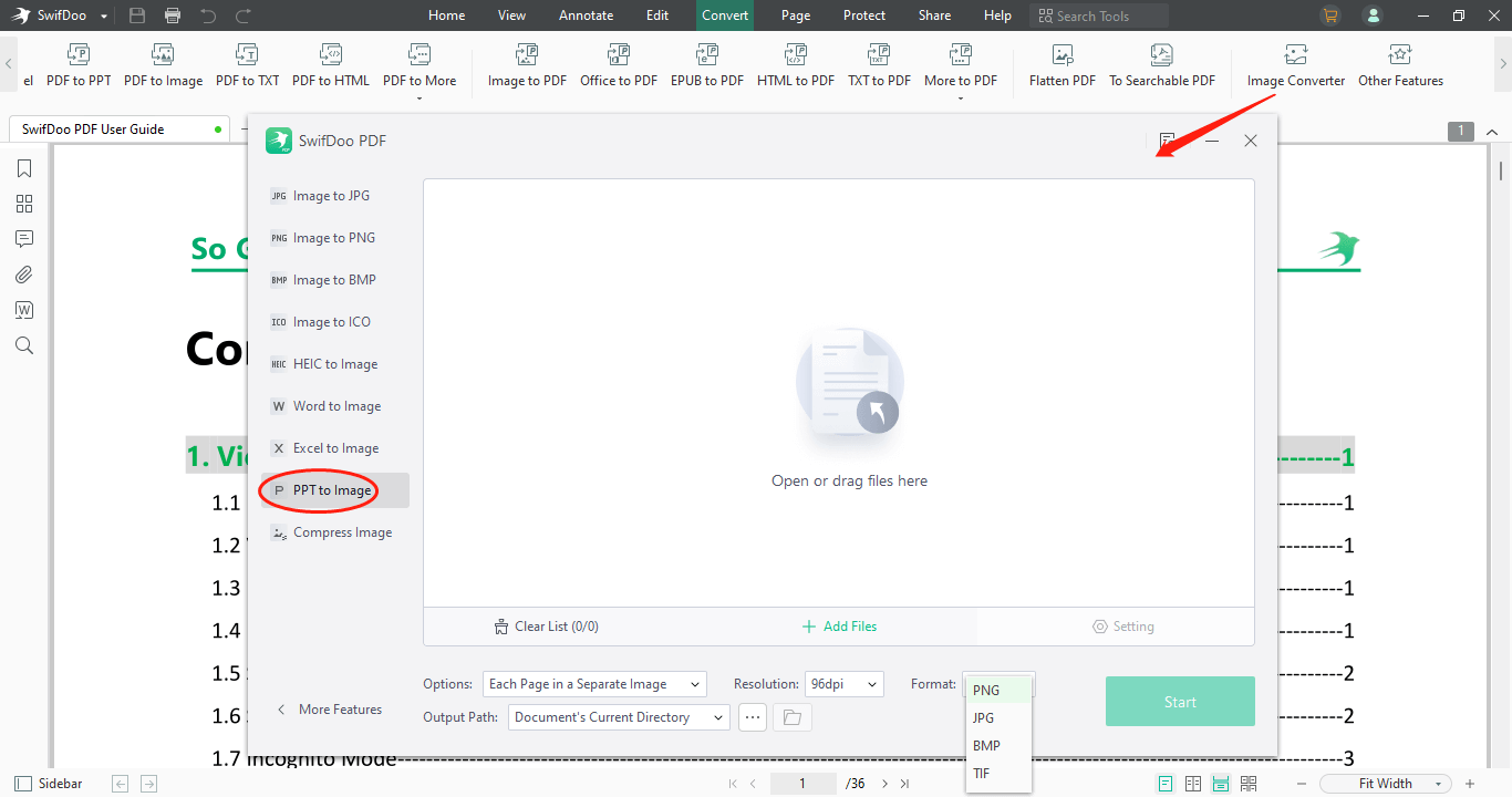 PPT to PNG converter SwifDoo PDF