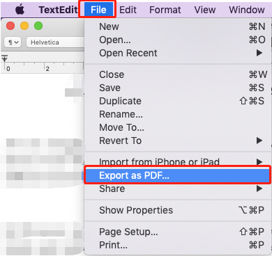 Convert RTF to PDF on Mac with TextEdit step 2